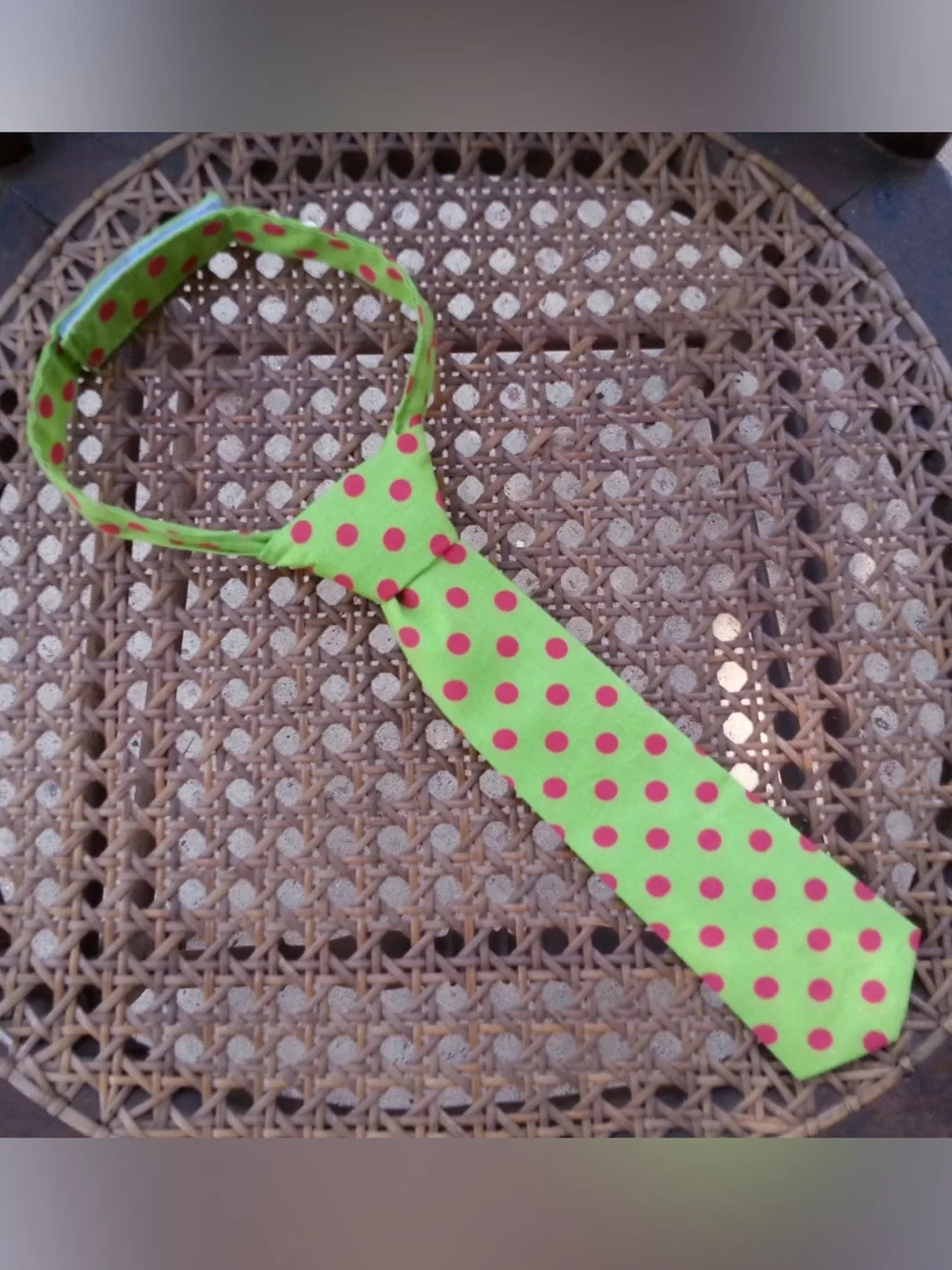 Boys Christmas green and red polka dot neck tie - boys tie - toddler necktie